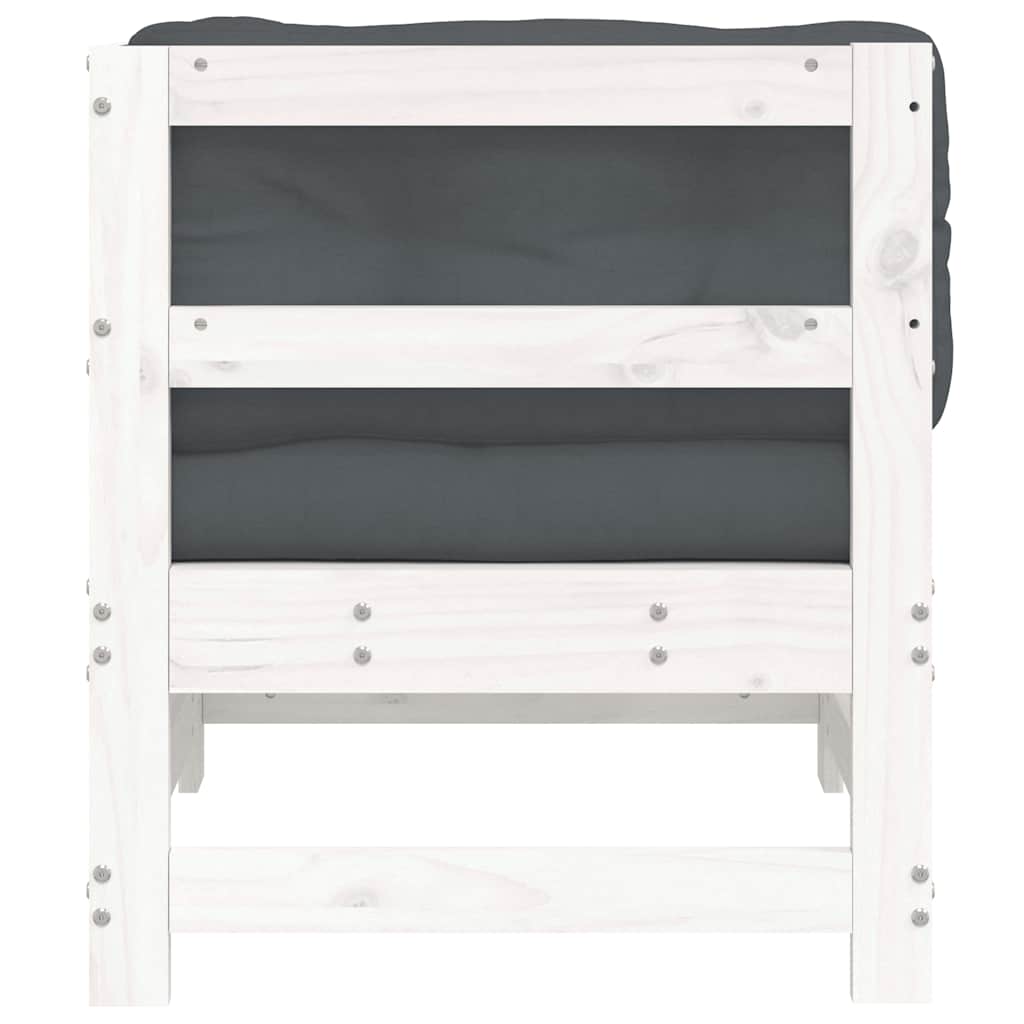 vidaXL Ecksofa mit Kissen Weiß Massivholz Kiefer