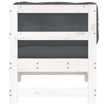 vidaXL Ecksofa mit Kissen Weiß Massivholz Kiefer