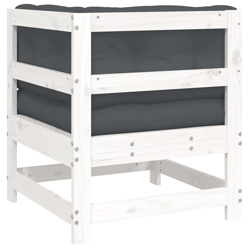 vidaXL Ecksofa mit Kissen Weiß Massivholz Kiefer
