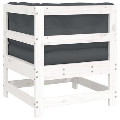 vidaXL Ecksofa mit Kissen Weiß Massivholz Kiefer