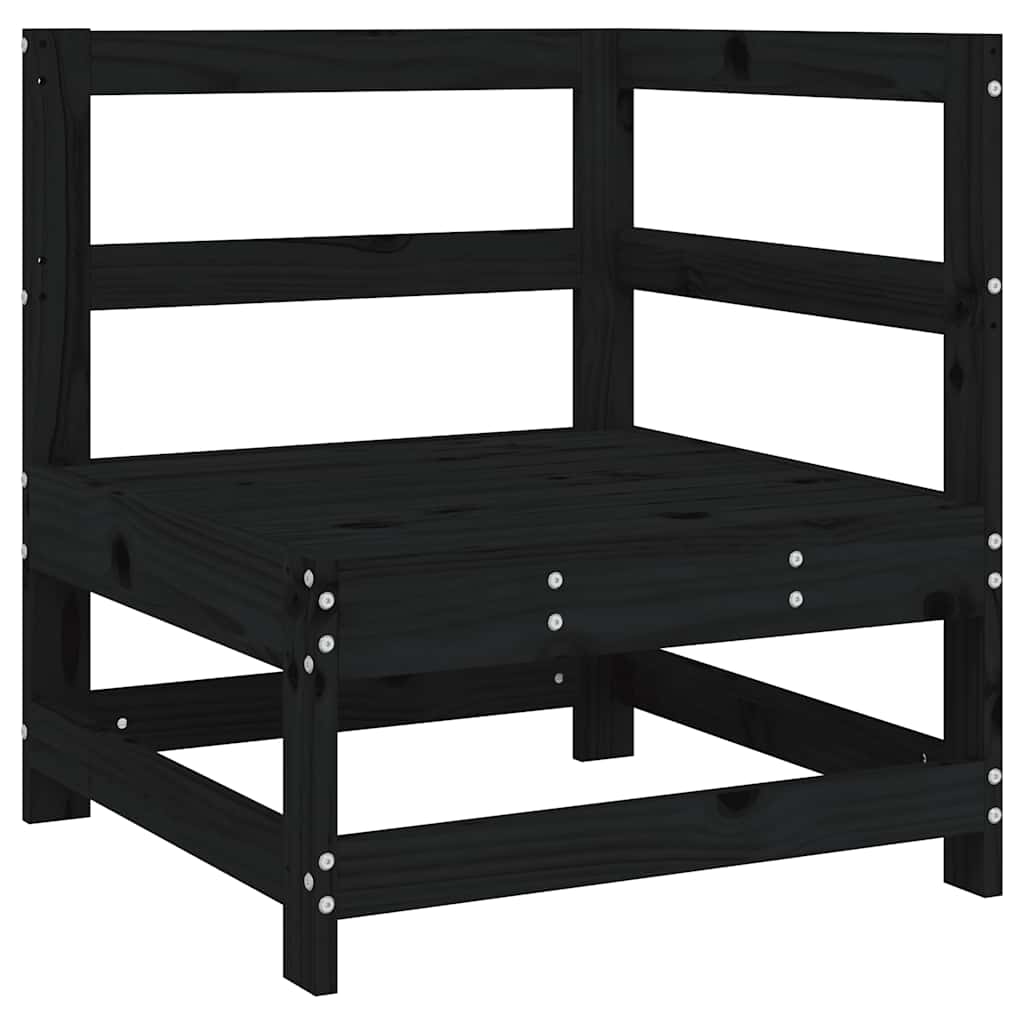 vidaXL Ecksofa mit Kissen Schwarz Massivholz Kiefer