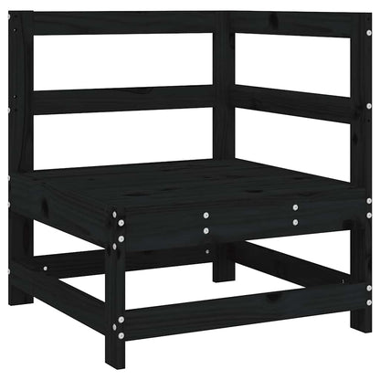 vidaXL Ecksofa mit Kissen Schwarz Massivholz Kiefer