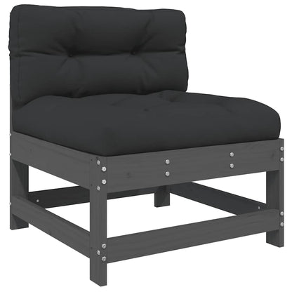 vidaXL Canapé central avec coussins gris Bois de pin massif