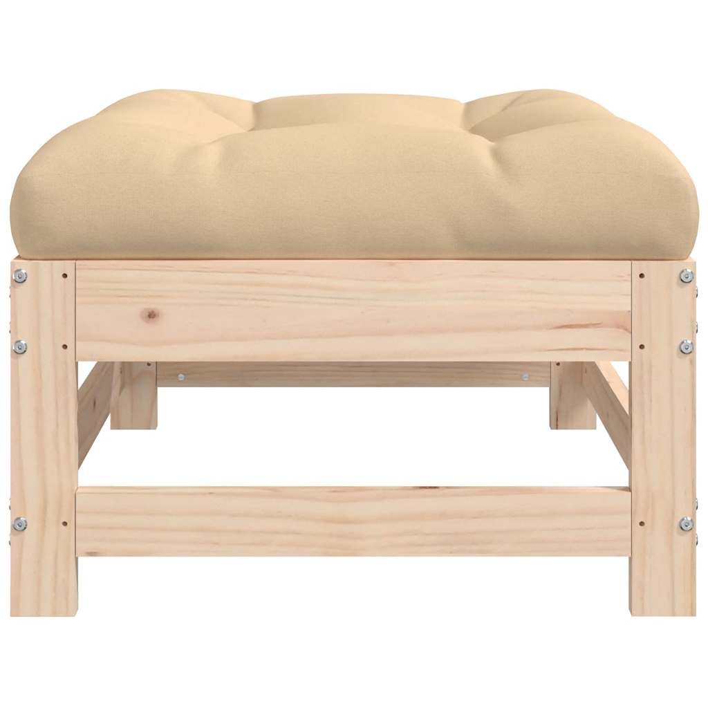 vidaXL Tabouret de jardin avec coussin Bois de pin massif