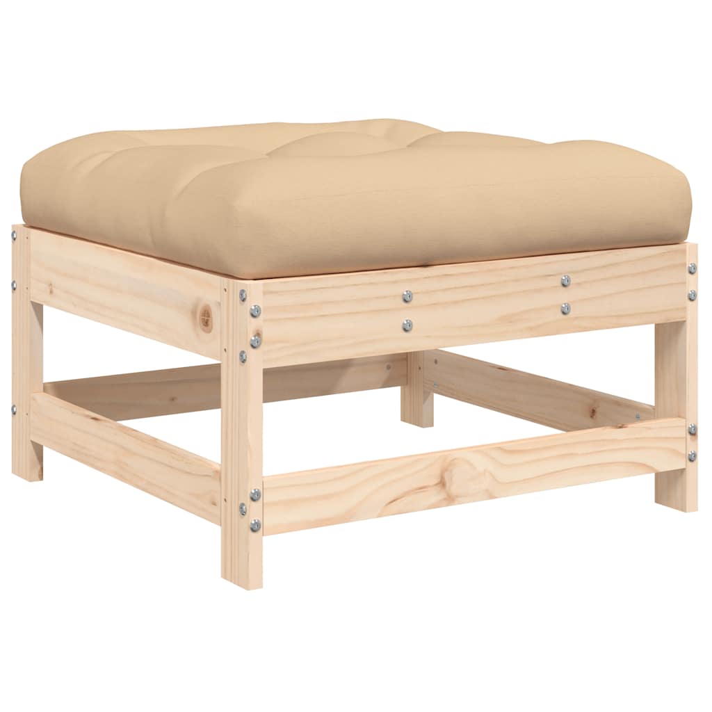 vidaXL Tabouret de jardin avec coussin Bois de pin massif