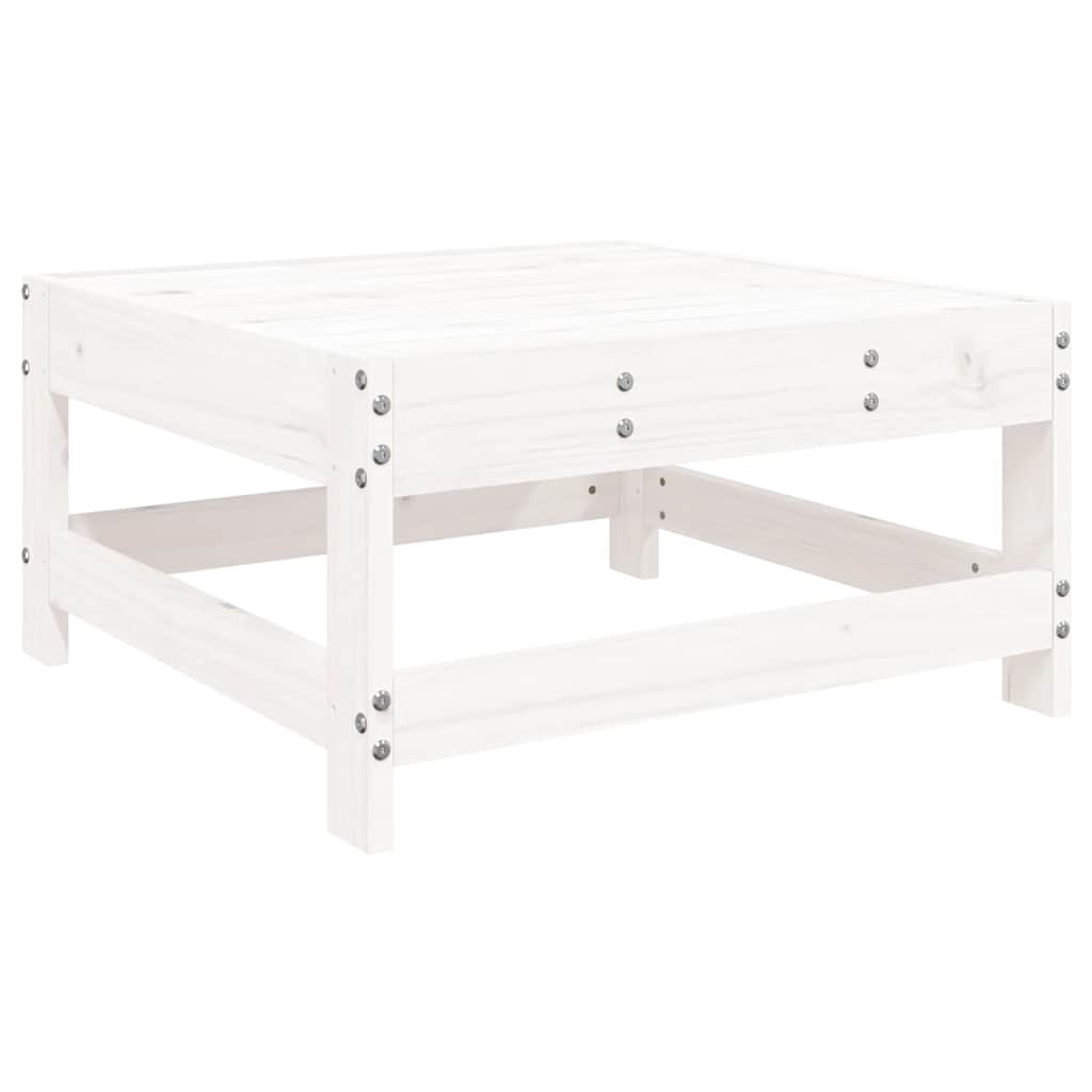 vidaXL Tabouret de jardin avec coussin blanc Bois de pin massif