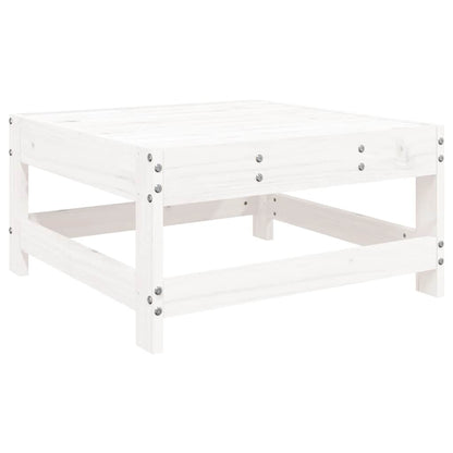 vidaXL Tabouret de jardin avec coussin blanc Bois de pin massif