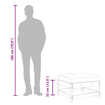 vidaXL Tabouret de jardin avec coussin blanc Bois de pin massif
