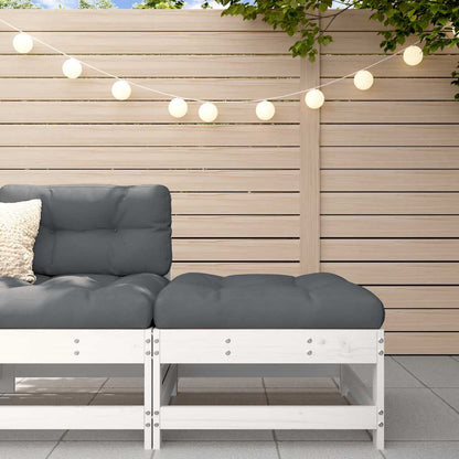 vidaXL Tabouret de jardin avec coussin blanc Bois de pin massif