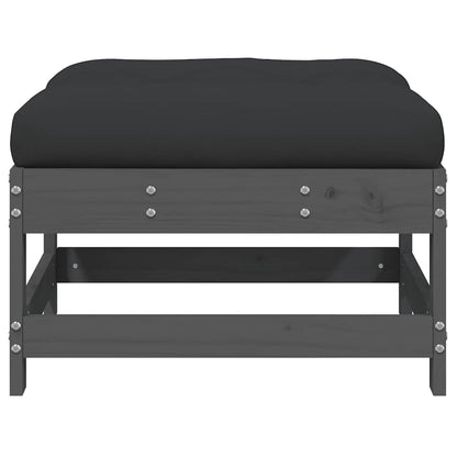 vidaXL Tabouret de jardin avec coussin gris Bois de pin massif