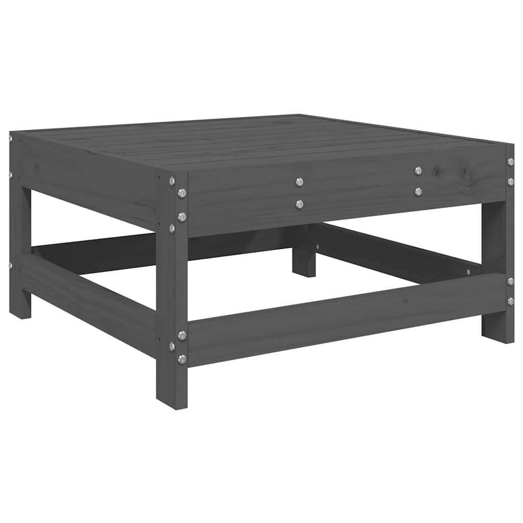 vidaXL Tabouret de jardin avec coussin gris Bois de pin massif