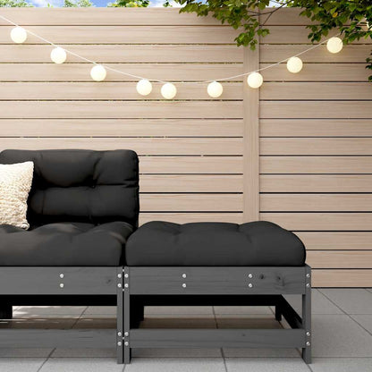 vidaXL Tabouret de jardin avec coussin gris Bois de pin massif