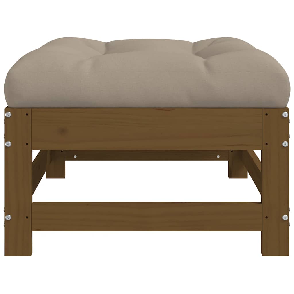 vidaXL Tabouret de jardin avec coussin marron miel en pin massif