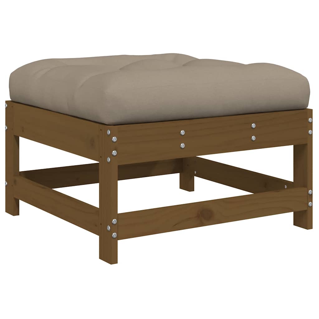 vidaXL Tabouret de jardin avec coussin marron miel en pin massif