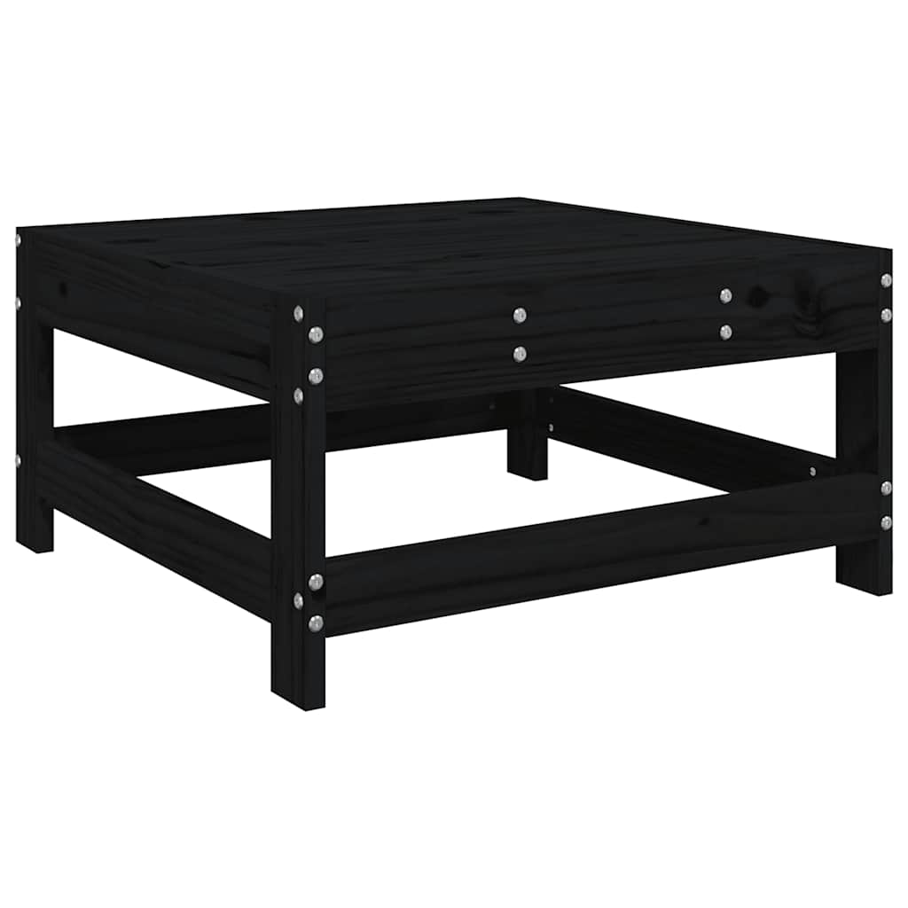 vidaXL Tabouret de jardin avec coussin noir Bois de pin massif