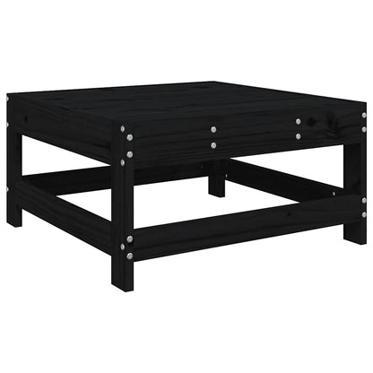 vidaXL Tabouret de jardin avec coussin noir Bois de pin massif
