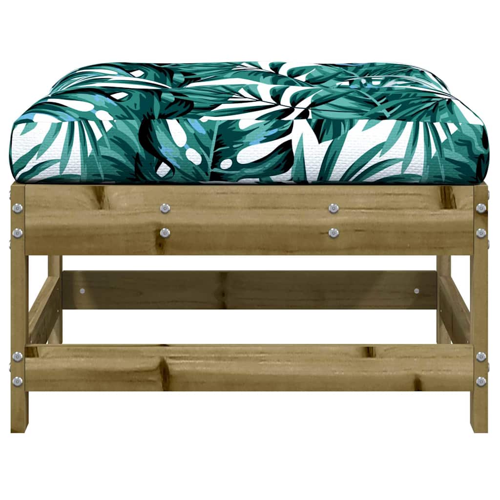 vidaXL Tabouret de jardin avec coussin, pin imprégné
