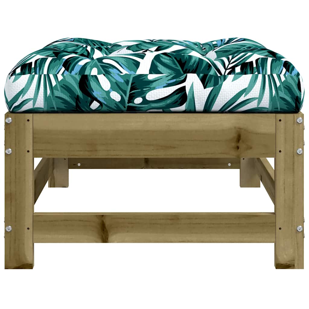 vidaXL Tabouret de jardin avec coussin, pin imprégné