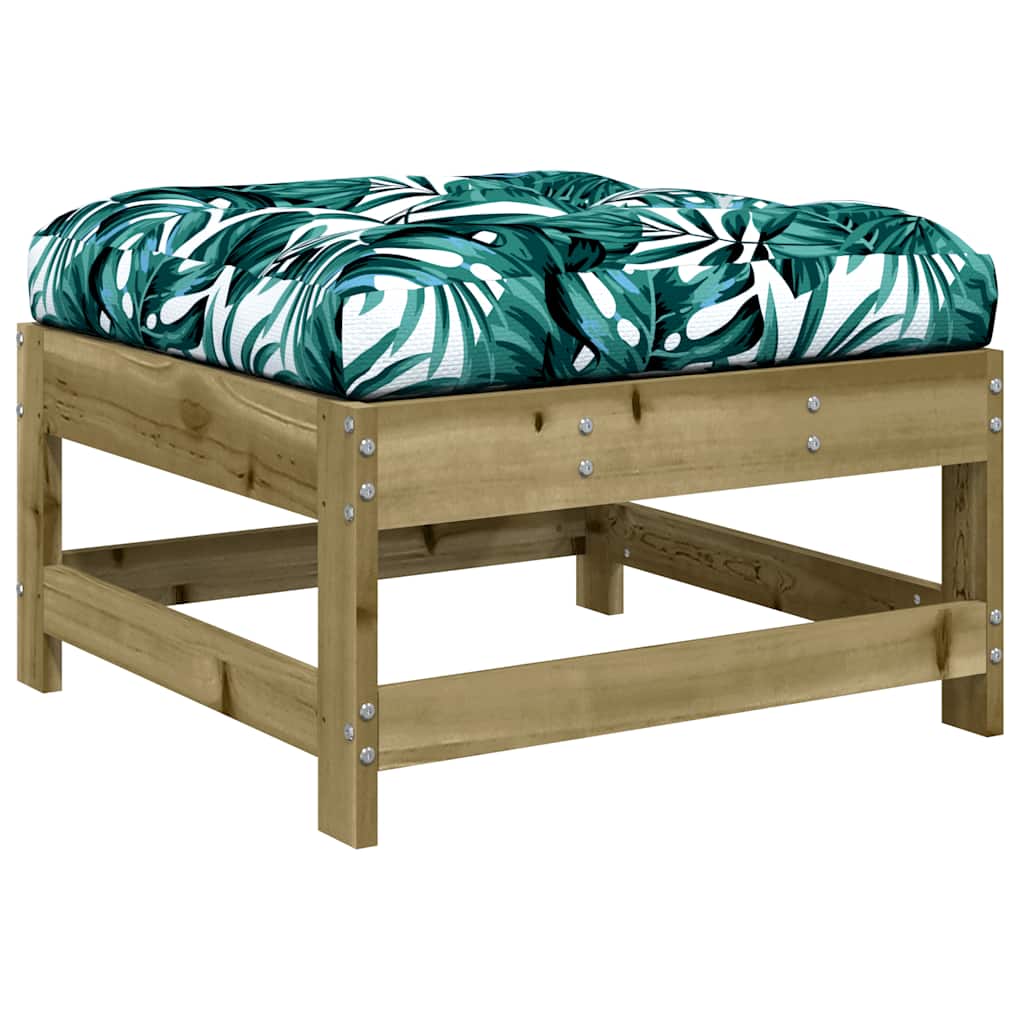 vidaXL Tabouret de jardin avec coussin, pin imprégné