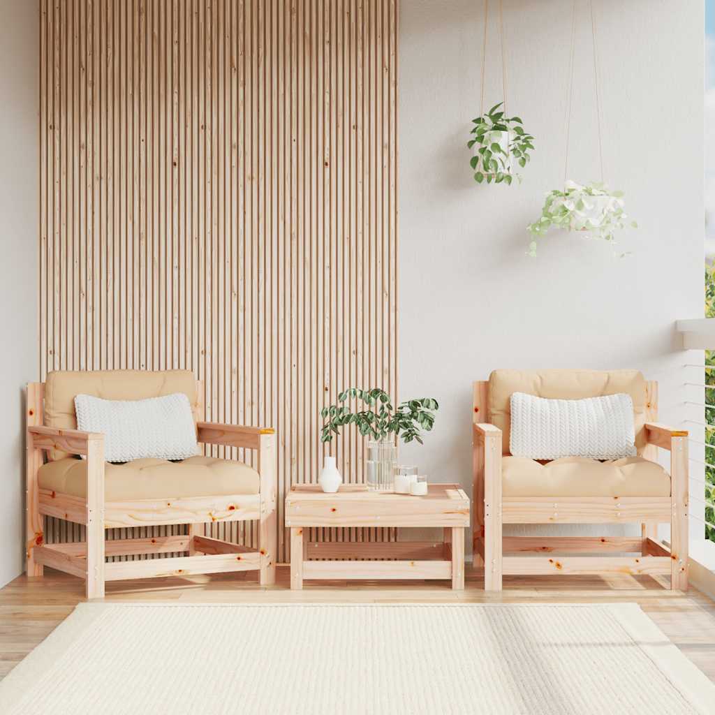 vidaXL Chaises de jardin avec coussins 2 pcs Bois de pin massif