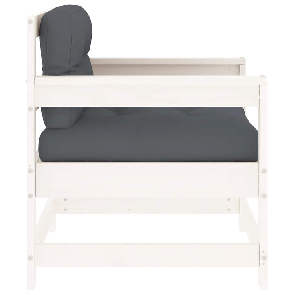 vidaXL Chaises de jardin avec coussins 2 pcs Blanc Bois de pin massif