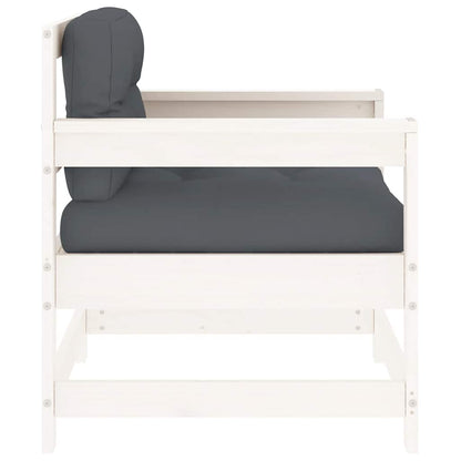vidaXL Chaises de jardin avec coussins 2 pcs Blanc Bois de pin massif