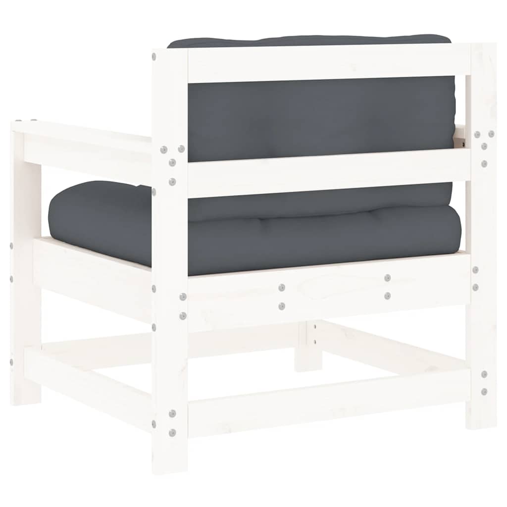 vidaXL Chaises de jardin avec coussins 2 pcs Blanc Bois de pin massif