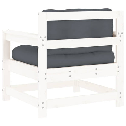 vidaXL Chaises de jardin avec coussins 2 pcs Blanc Bois de pin massif