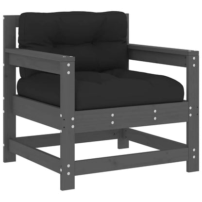 vidaXL Chaises de jardin avec coussins 2 pcs Bois de pin massif gris