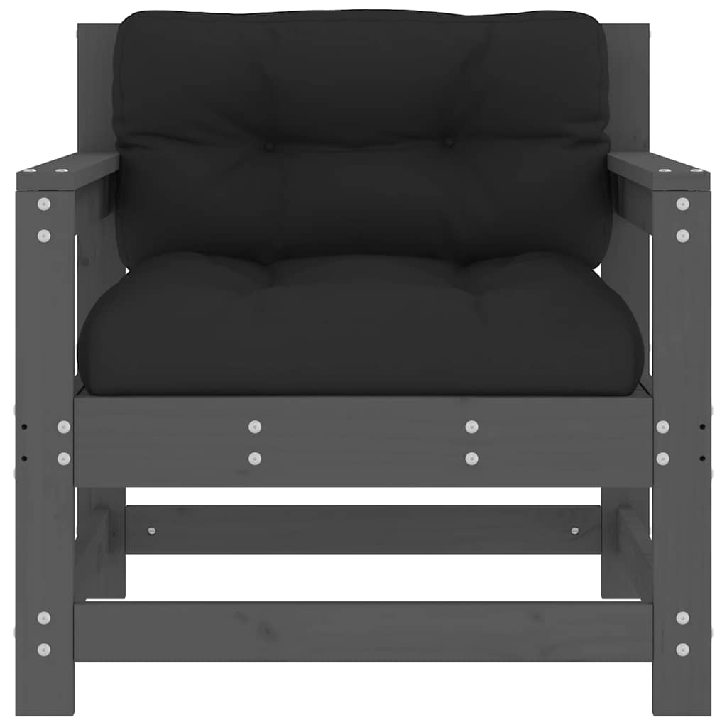 vidaXL Chaises de jardin avec coussins 2 pcs Bois de pin massif gris