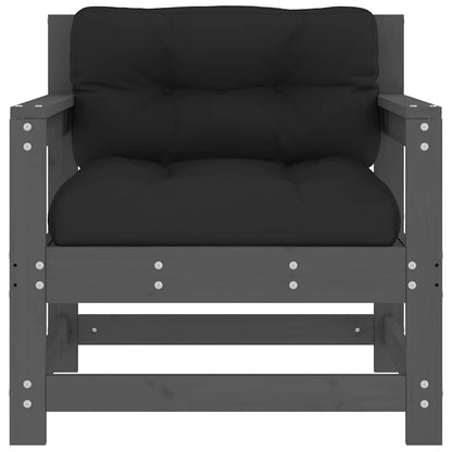 vidaXL Chaises de jardin avec coussins 2 pcs Bois de pin massif gris