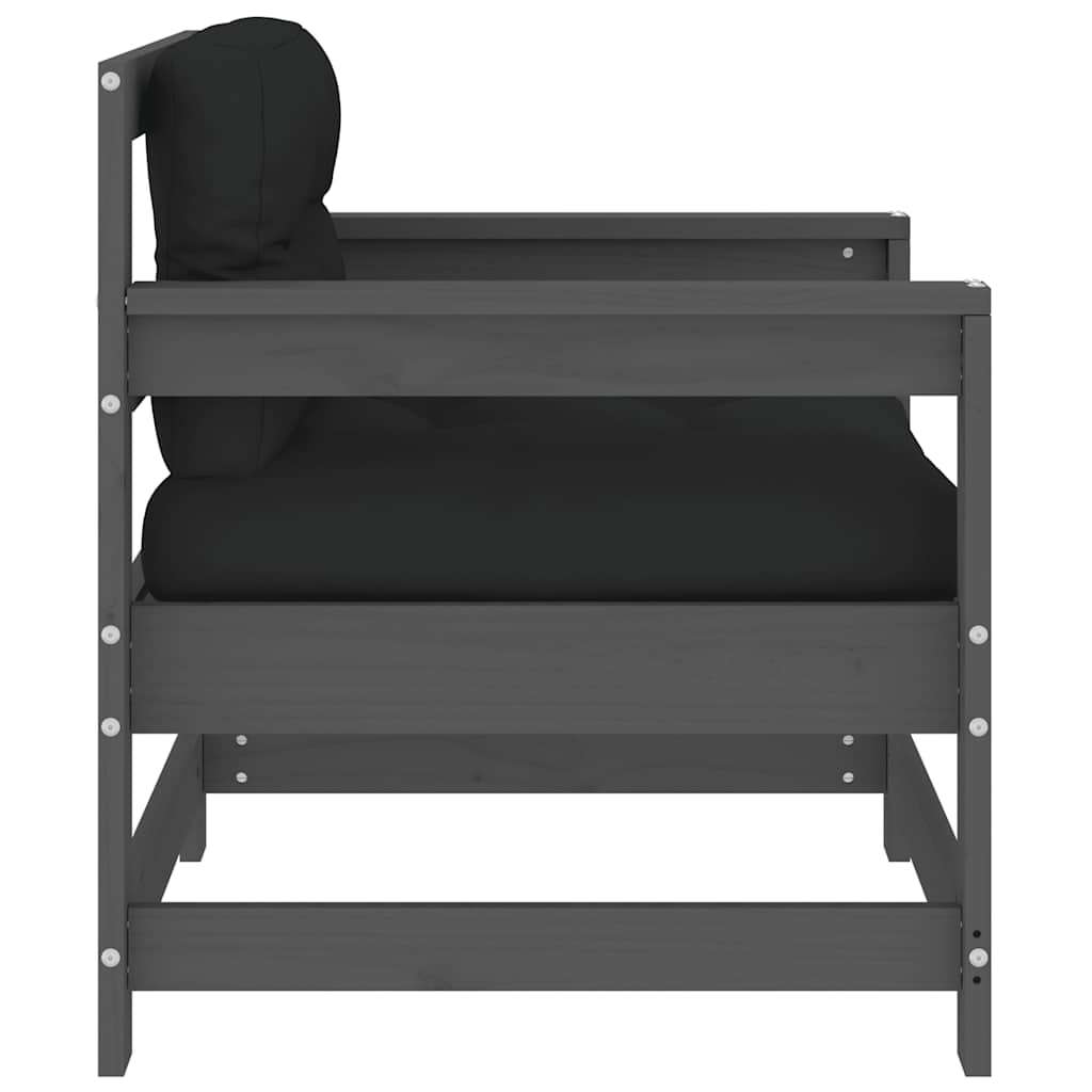 vidaXL Chaises de jardin avec coussins 2 pcs Bois de pin massif gris