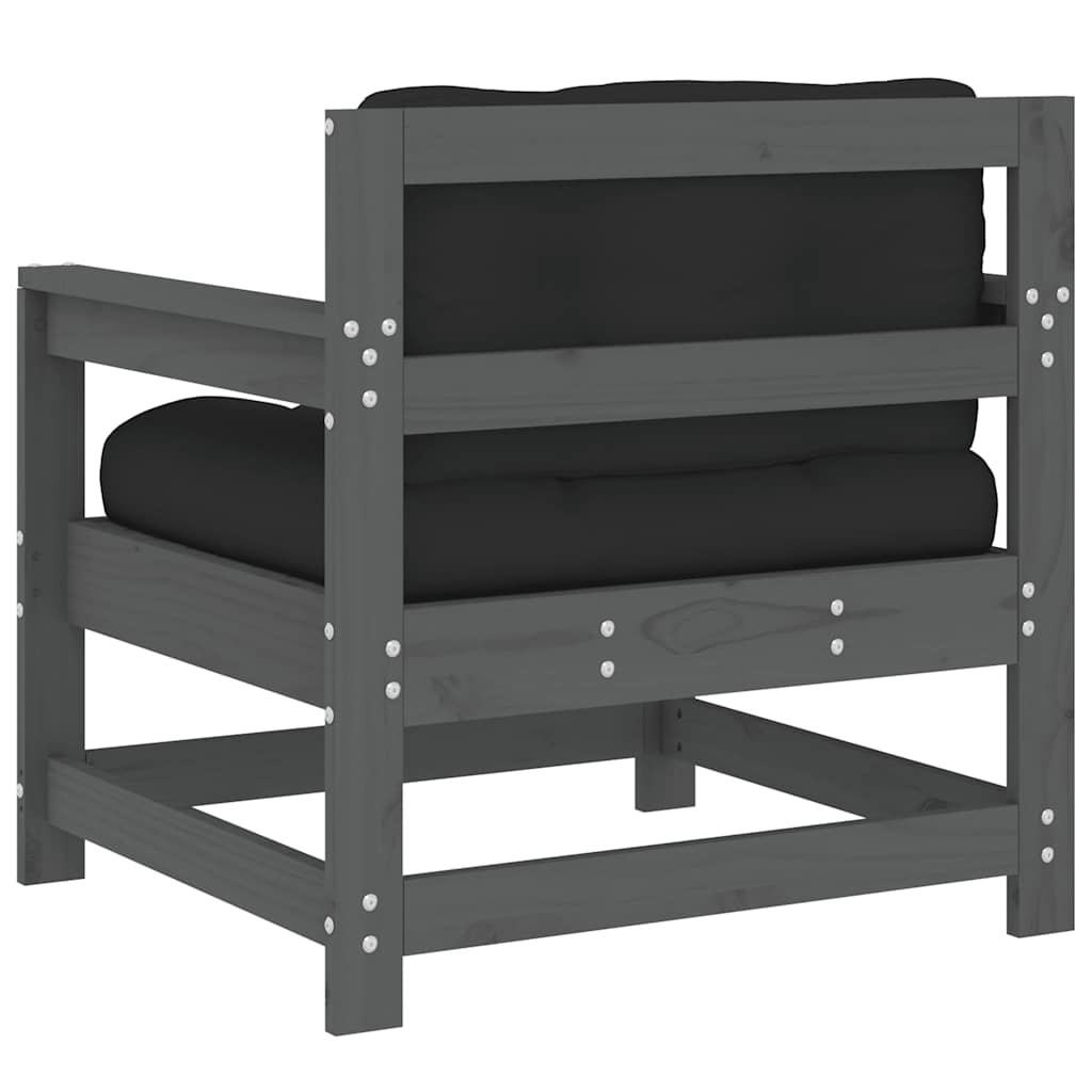 vidaXL Chaises de jardin avec coussins 2 pcs Bois de pin massif gris