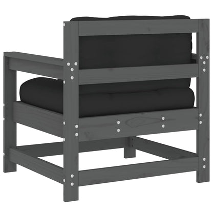 vidaXL Chaises de jardin avec coussins 2 pcs Bois de pin massif gris