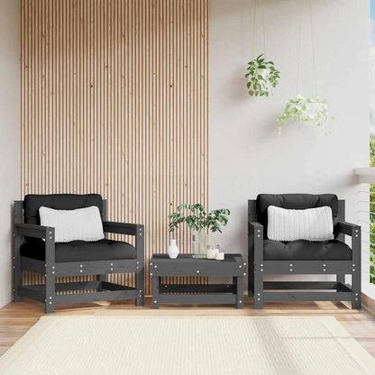 vidaXL Chaises de jardin avec coussins 2 pcs Bois de pin massif gris