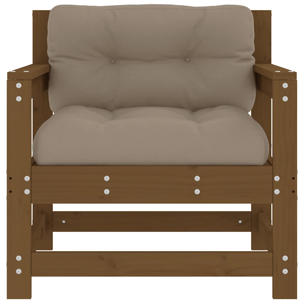 vidaXL Chaises de jardin avec coussins 2 pcs Marron miel Bois de pin massif