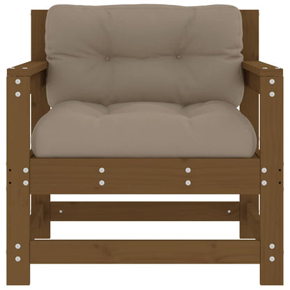 vidaXL Chaises de jardin avec coussins 2 pcs Marron miel Bois de pin massif