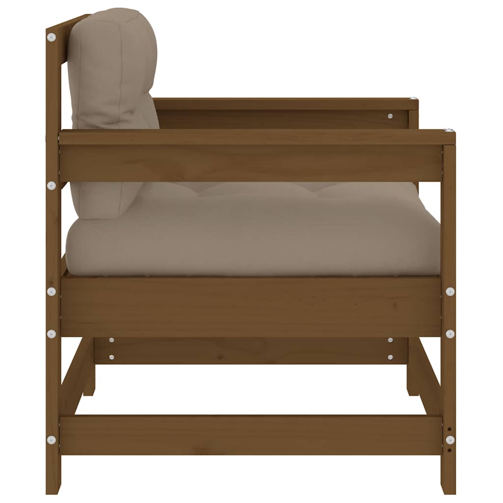 vidaXL Chaises de jardin avec coussins 2 pcs Marron miel Bois de pin massif