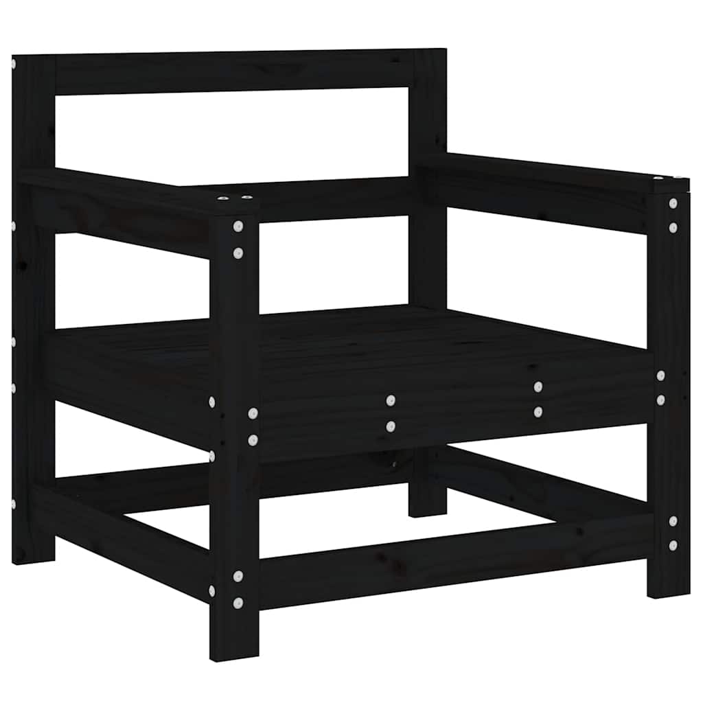 vidaXL Chaises de jardin avec coussins 2 pcs Noir Bois de pin massif