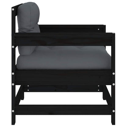vidaXL Chaises de jardin avec coussins 2 pcs Noir Bois de pin massif