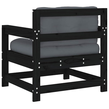 vidaXL Chaises de jardin avec coussins 2 pcs Noir Bois de pin massif
