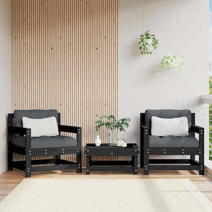 vidaXL Chaises de jardin avec coussins 2 pcs Noir Bois de pin massif