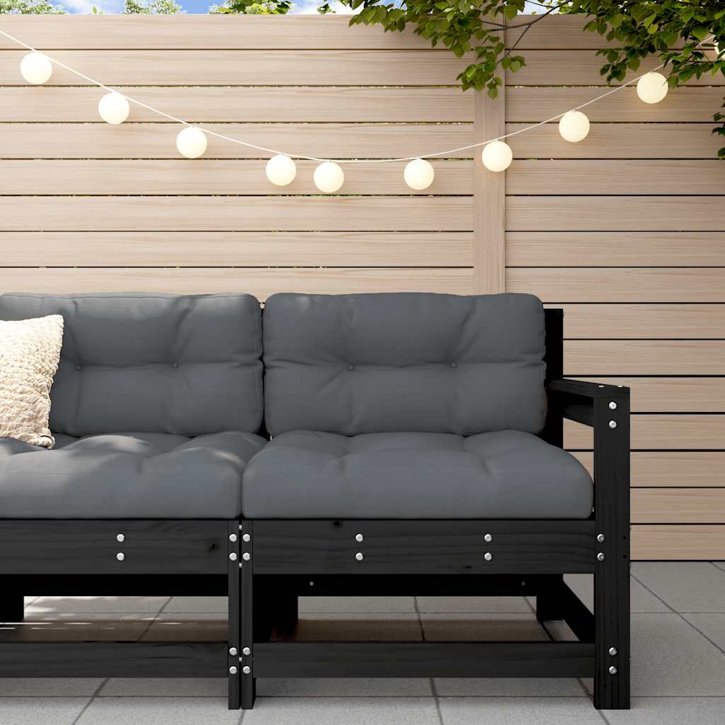 vidaXL Gartenstuhl mit Kissen Schwarz Massivholz Kiefer