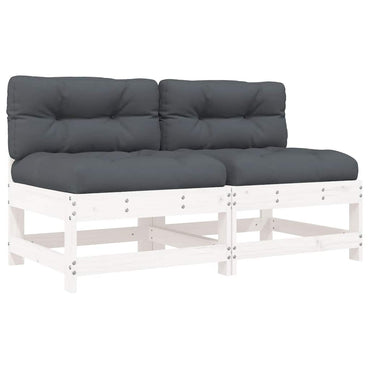 vidaXL Mittelsofas mit Kissen 2 Stk. Weiß Massivholz Kiefer