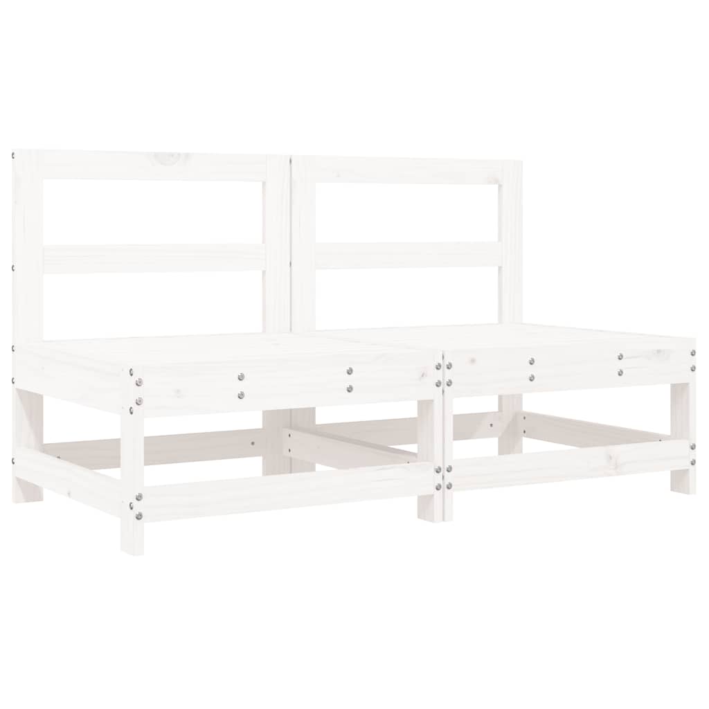 vidaXL Mittelsofas mit Kissen 2 Stk. Weiß Massivholz Kiefer