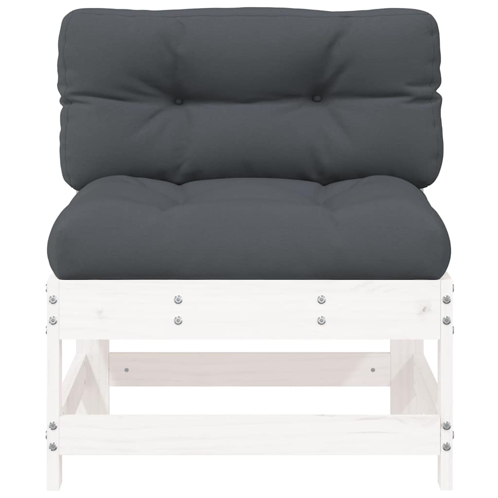 vidaXL Mittelsofas mit Kissen 2 Stk. Weiß Massivholz Kiefer