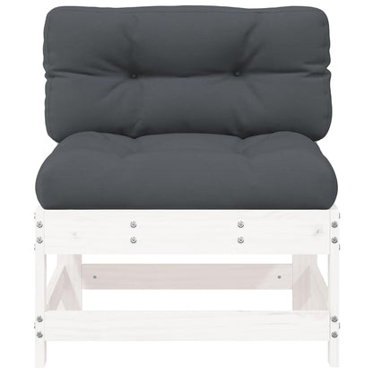 vidaXL Mittelsofas mit Kissen 2 Stk. Weiß Massivholz Kiefer