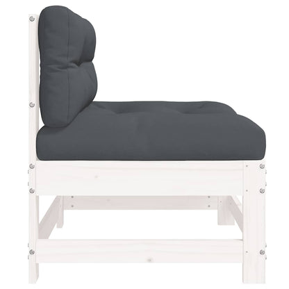vidaXL Mittelsofas mit Kissen 2 Stk. Weiß Massivholz Kiefer
