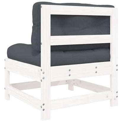 vidaXL Mittelsofas mit Kissen 2 Stk. Weiß Massivholz Kiefer