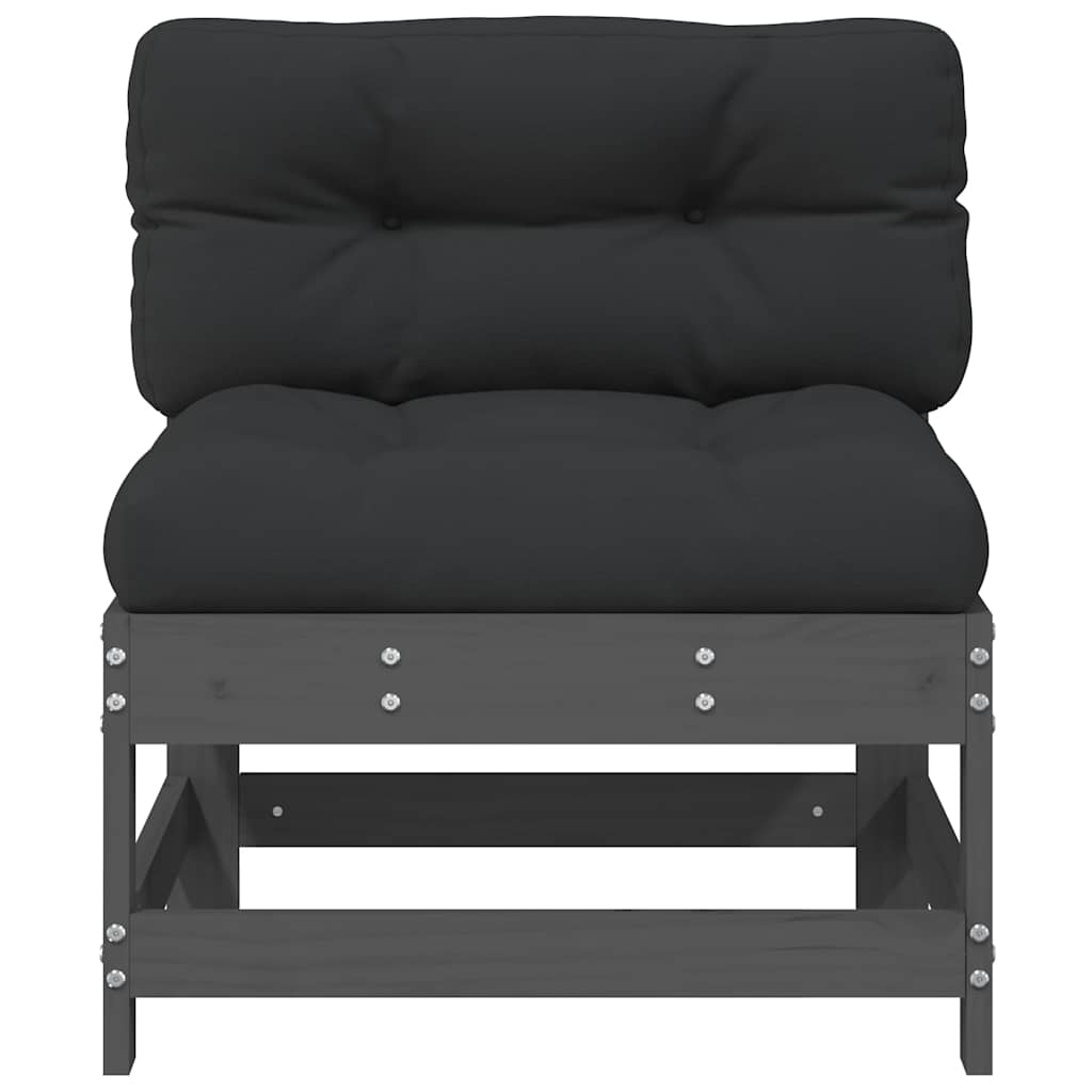 vidaXL Mittelsofas mit Kissen 2 Stk. Grau Massivholz Kiefer